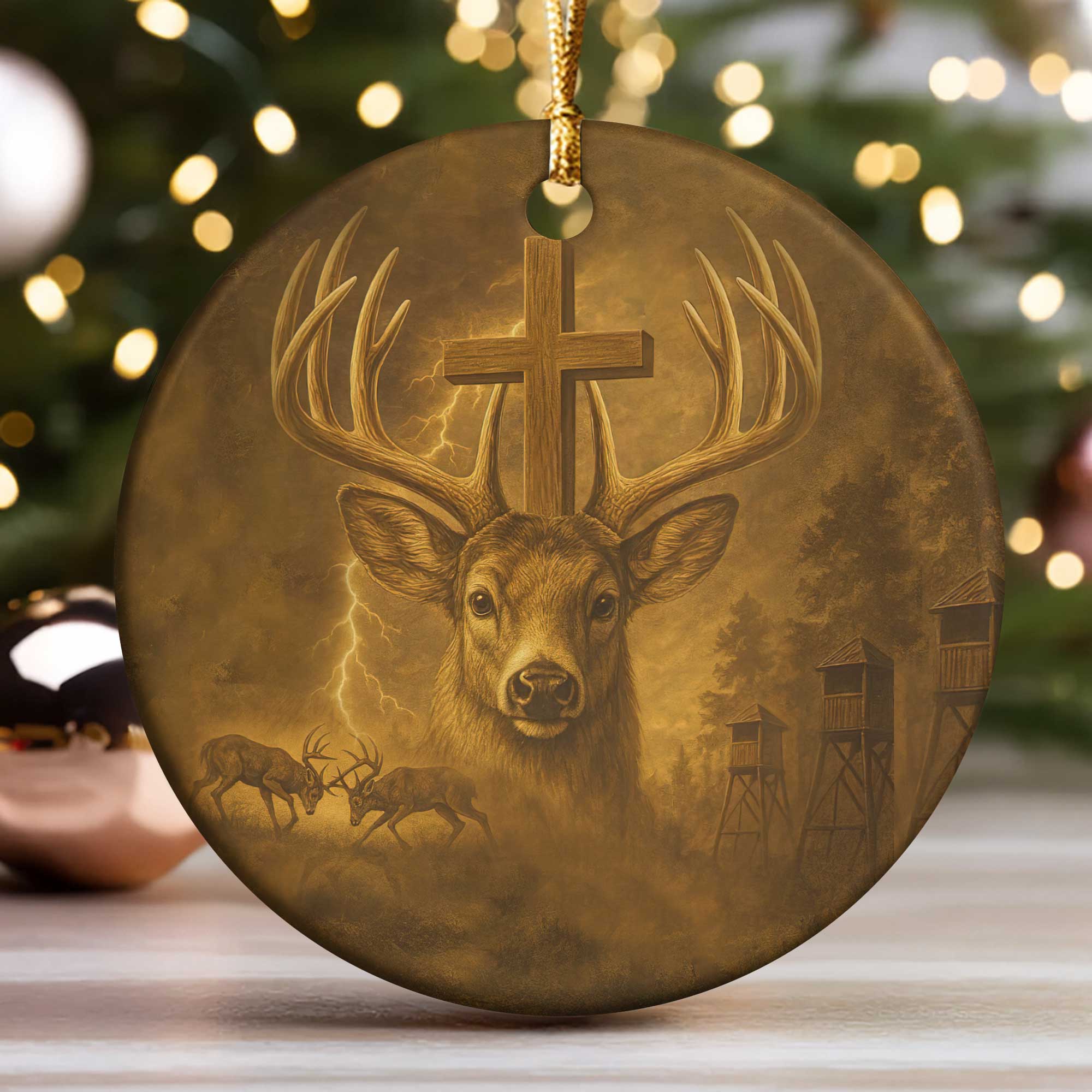 Hunting in my veins Jesus in my heart Personalized Ornament