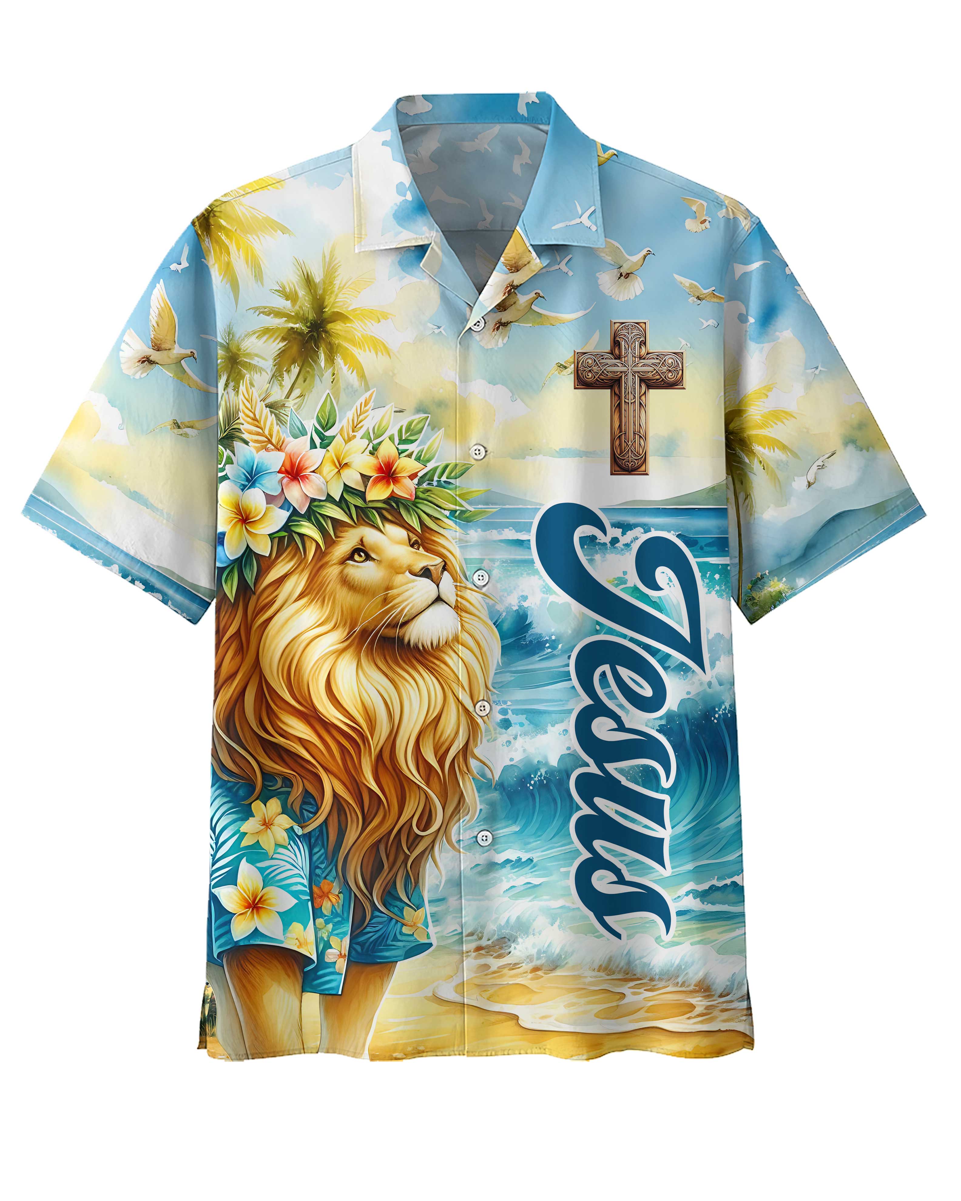 Be Strong and Courageous Jesus Lion Hawaiian T-Shirt