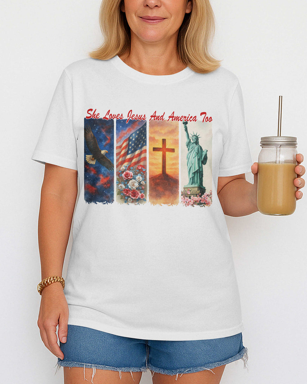 She Loves Jesus and America Too T-Shirt