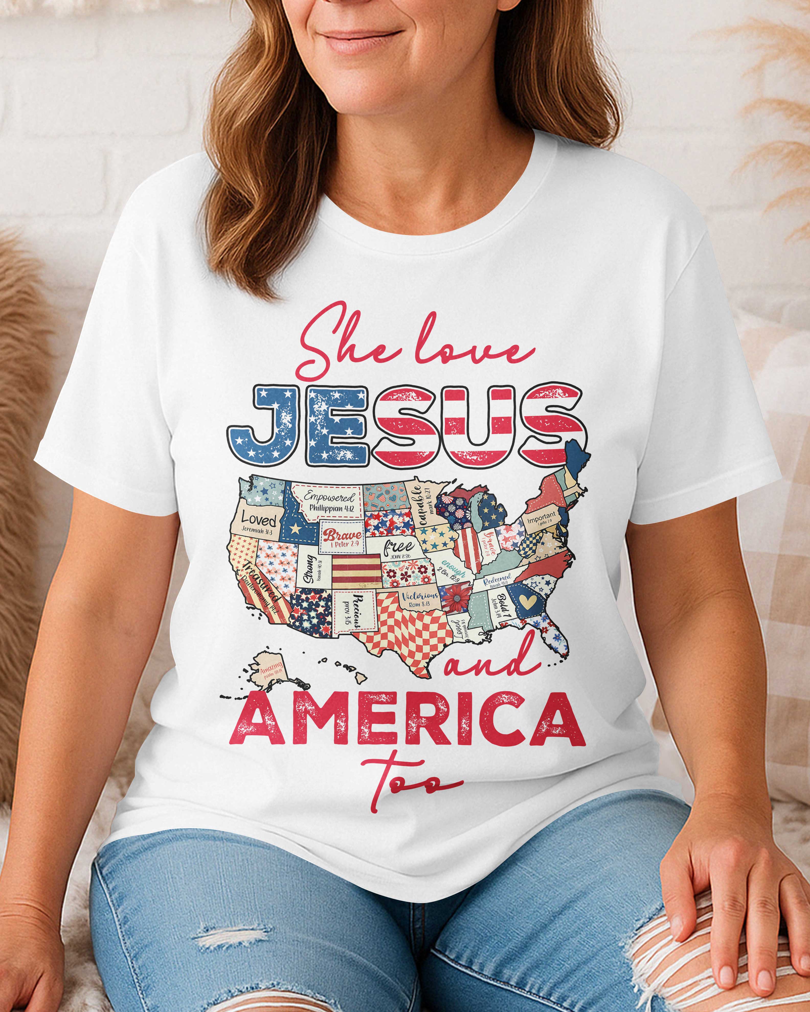 She Loves Jesus and America Too T-Shirt