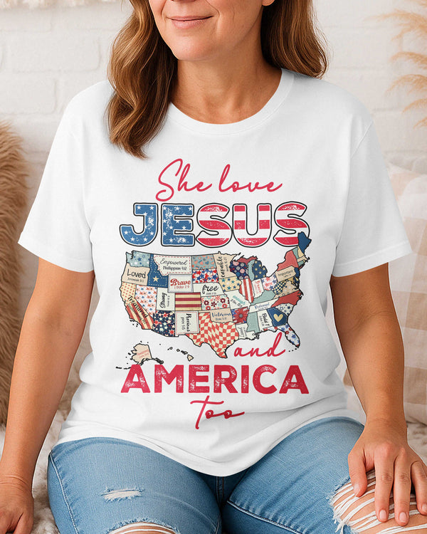 She Loves Jesus and America Too T-Shirt