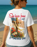 She Loves Jesus And America Too All Over Print T-Shirt