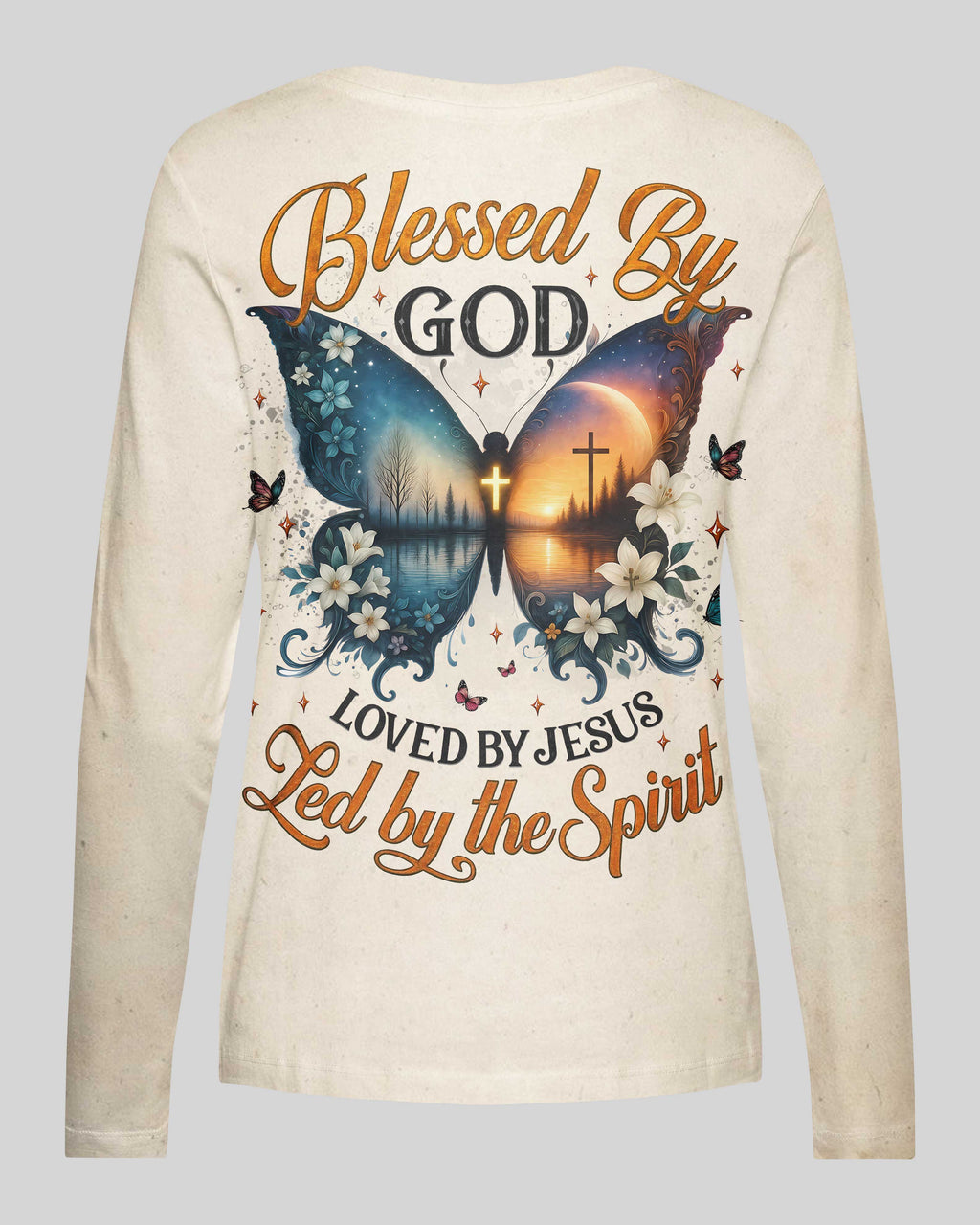 Blessed By God Loved By Jesus All Over Print V-neck Long Sleeves Shirt
