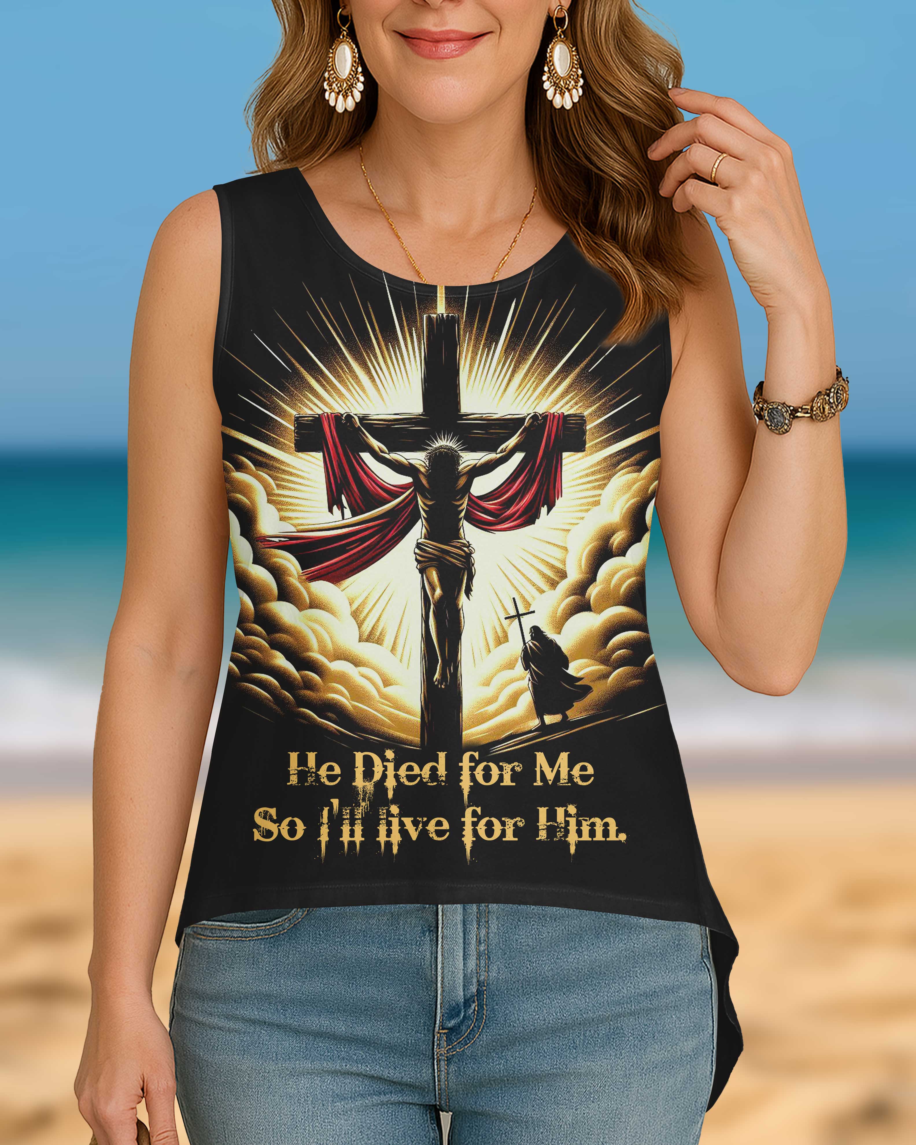 He Died For Me So I'll Live For Him All Over Print T-Shirt