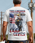 This Lineman Fixes What Storms Break With The Strength God Gives T-Shirt