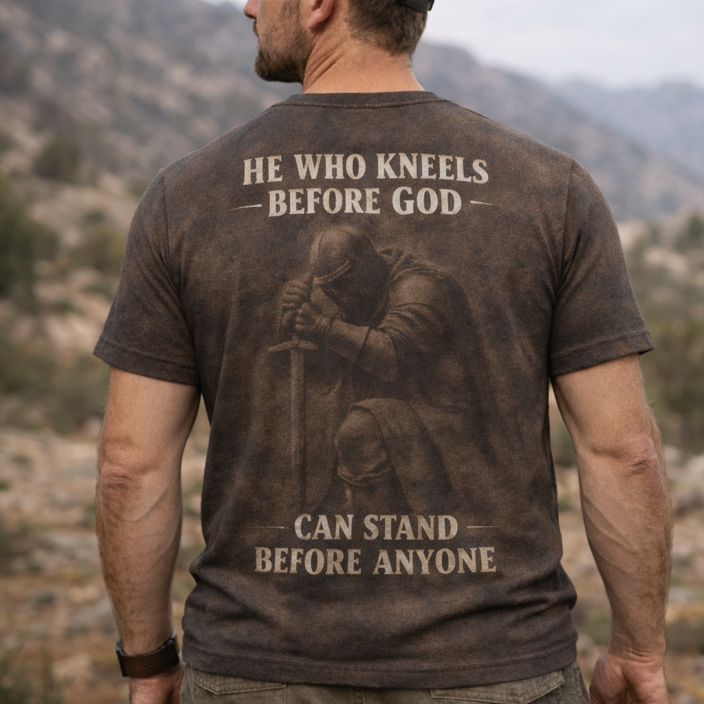 He Who Kneels Before God Can Stand Before Anyone T-Shirt