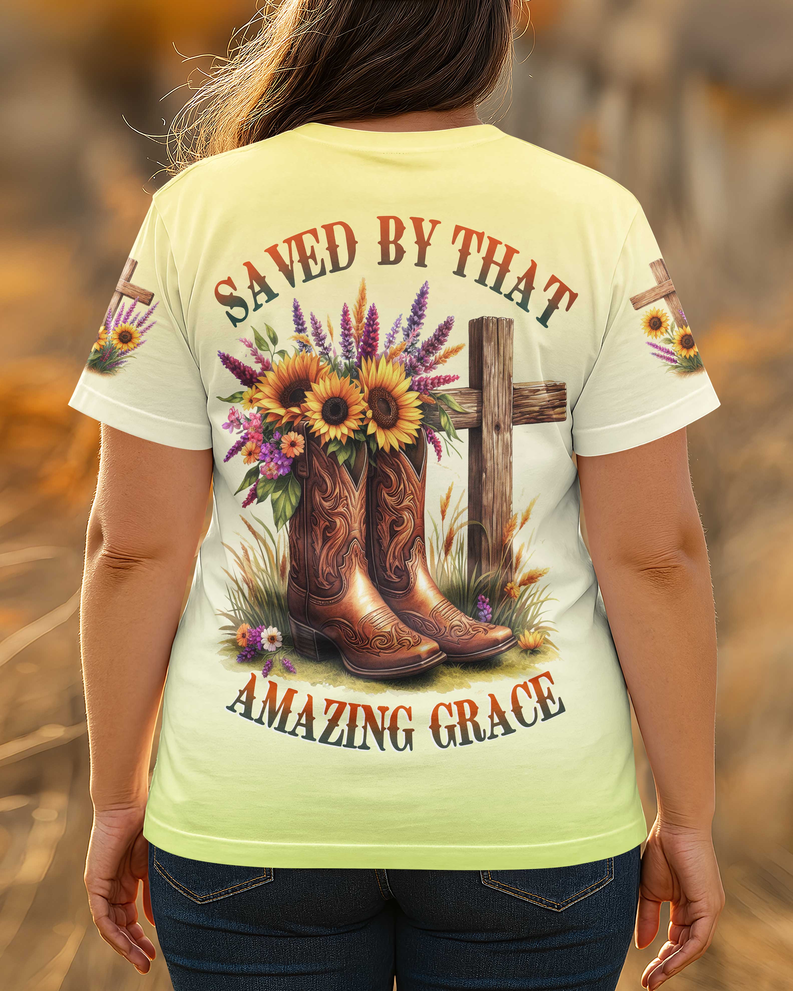 Saved By That Amazing Grace All Over Print T-Shirt