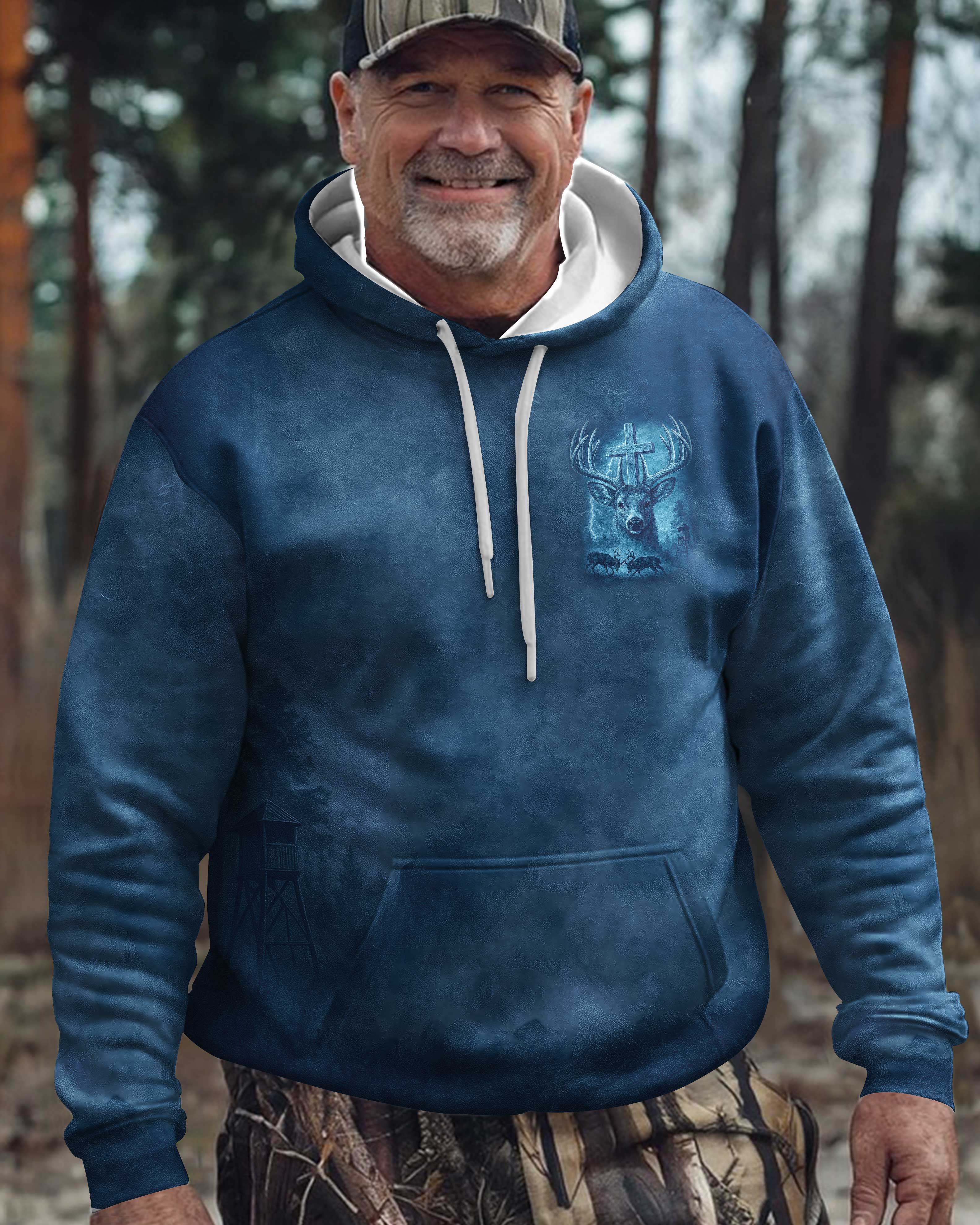 I've Got Hunting In My Veins And Jesus In My Heart Blue T-Shirt