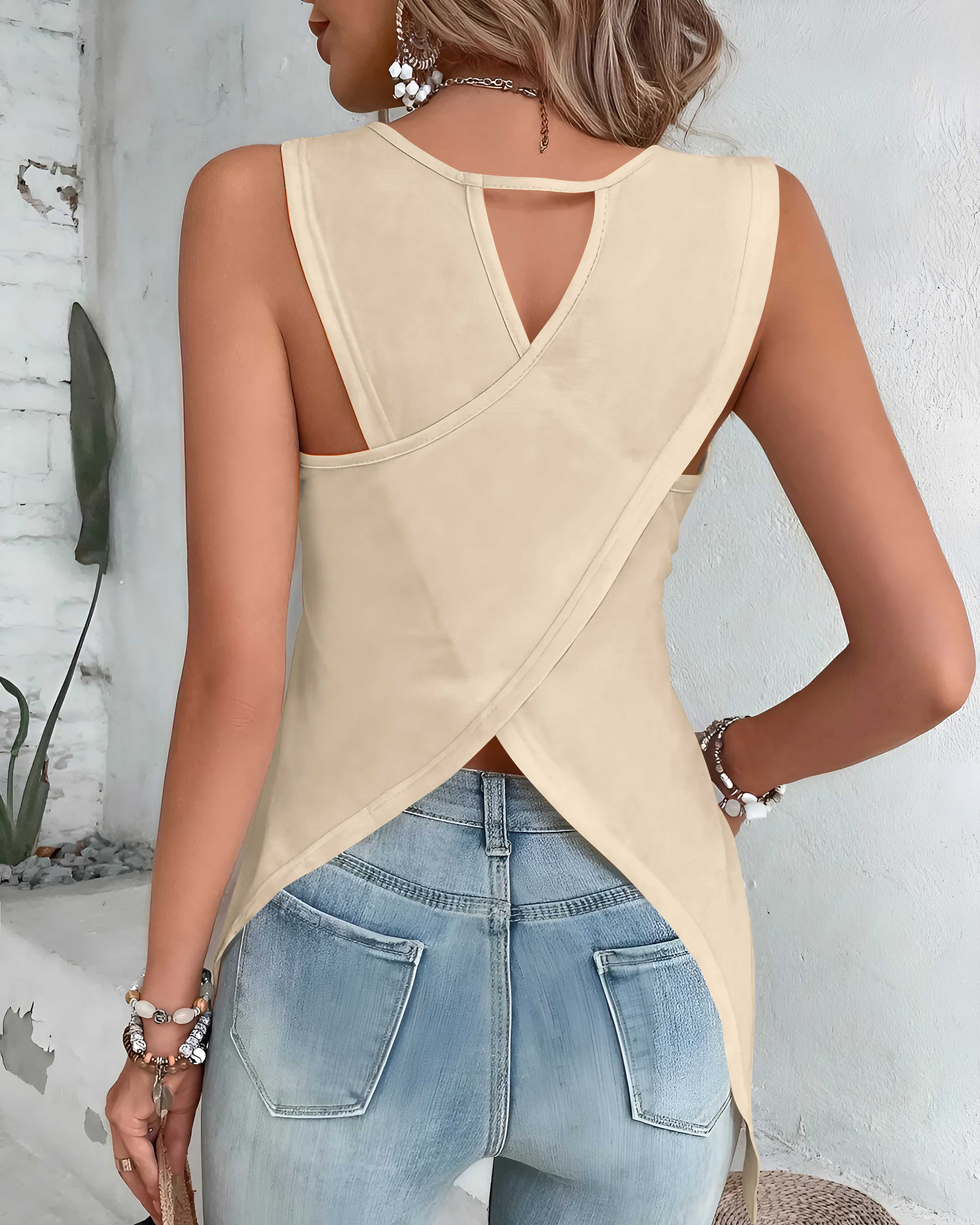 Look Back And Thank God Cut Out Wrap Back Tank Top