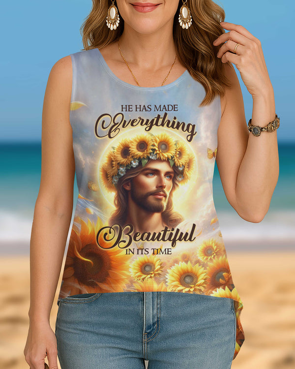 He Has Made Everything Beautiful In Its Time All Over Print Cut Out Wrap Back Tank Top