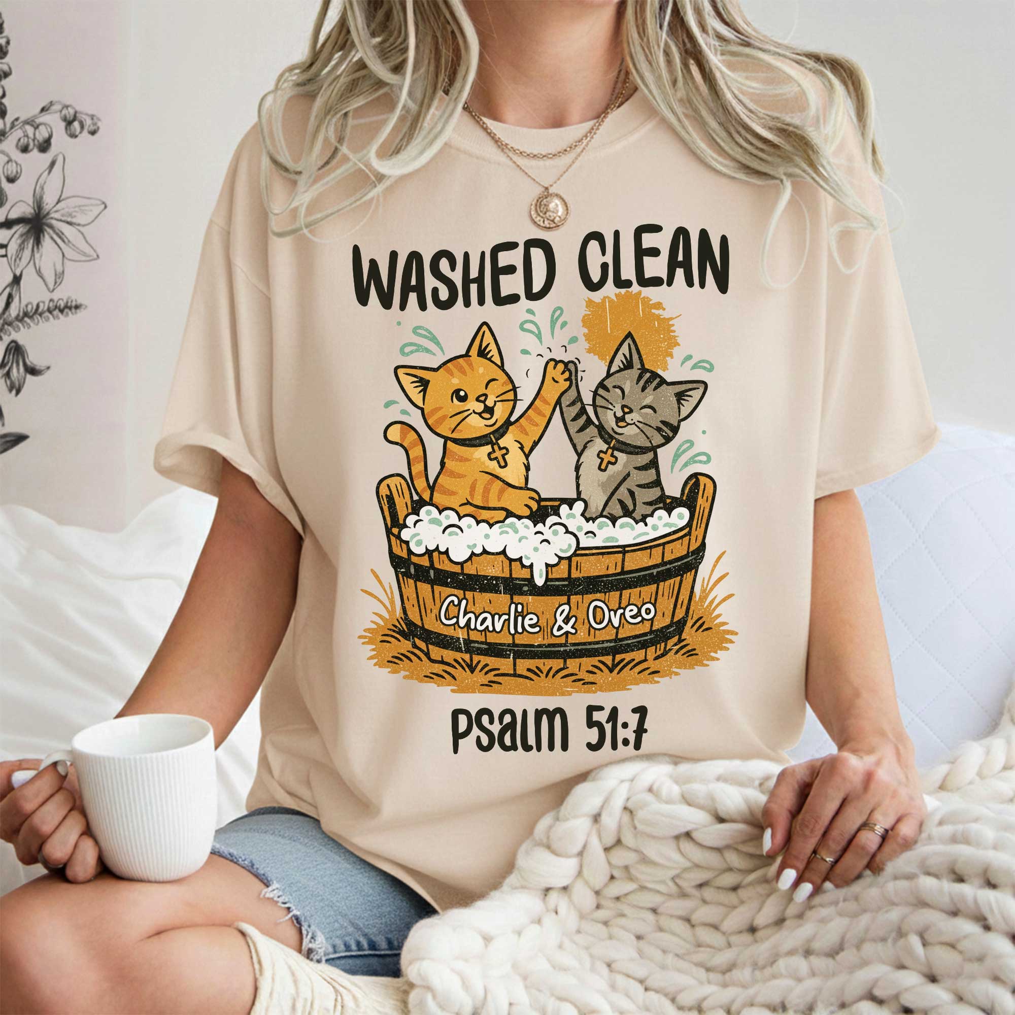 Washed Clean Cat Lovers T-Shirt