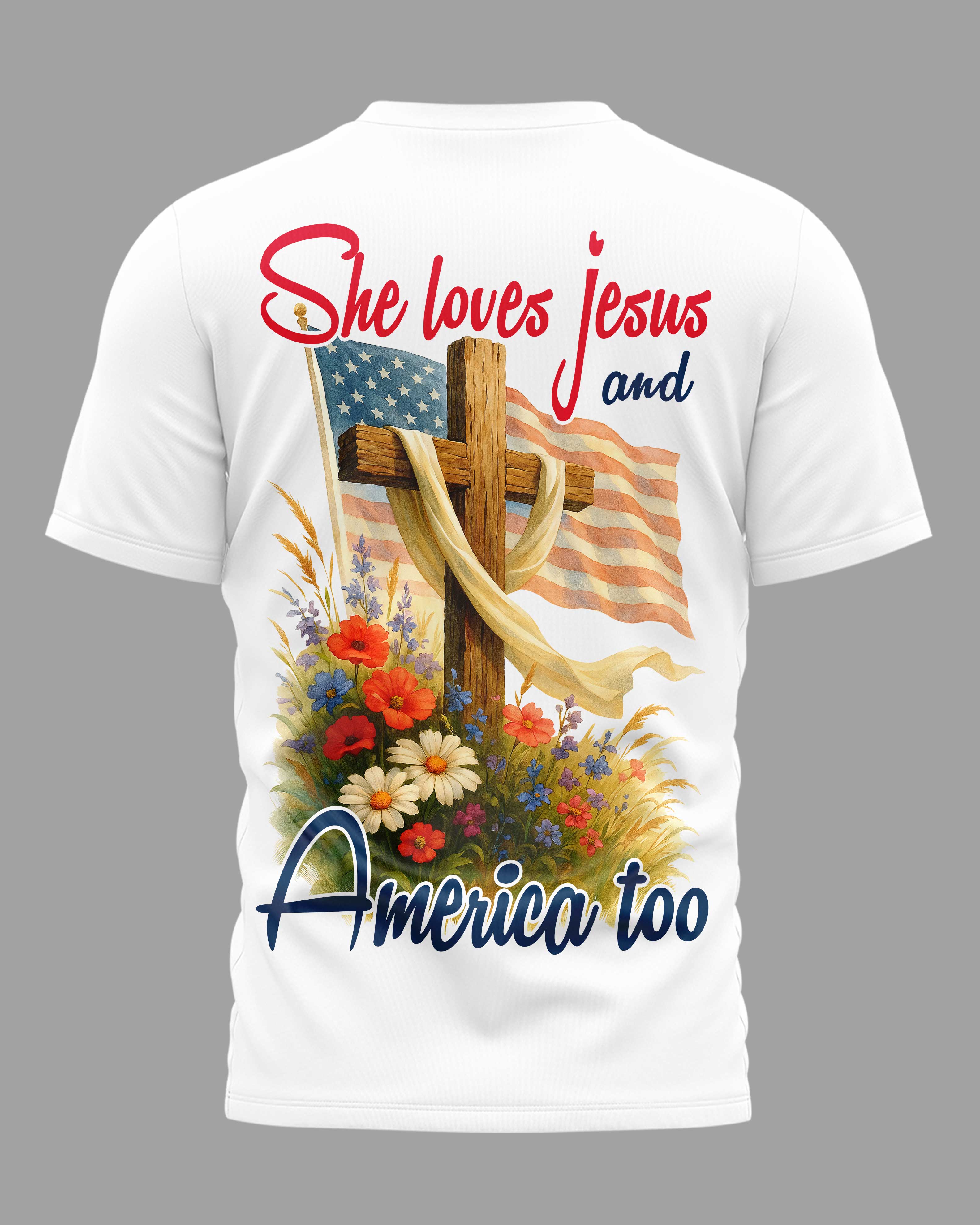 She Loves Jesus And America Too All Over Print T-Shirt