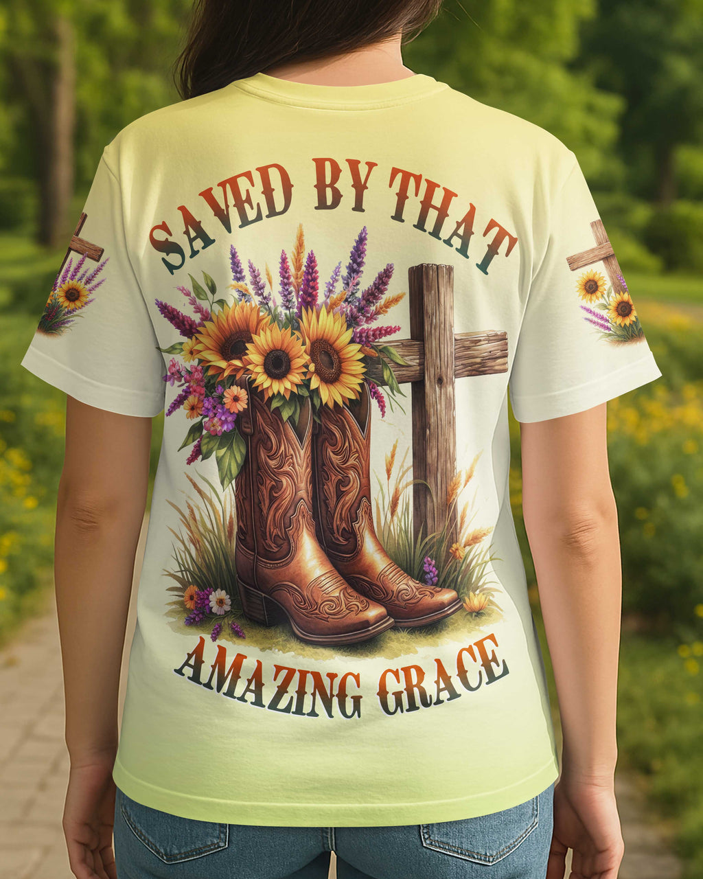 Saved By That Amazing Grace All Over Print T-Shirt