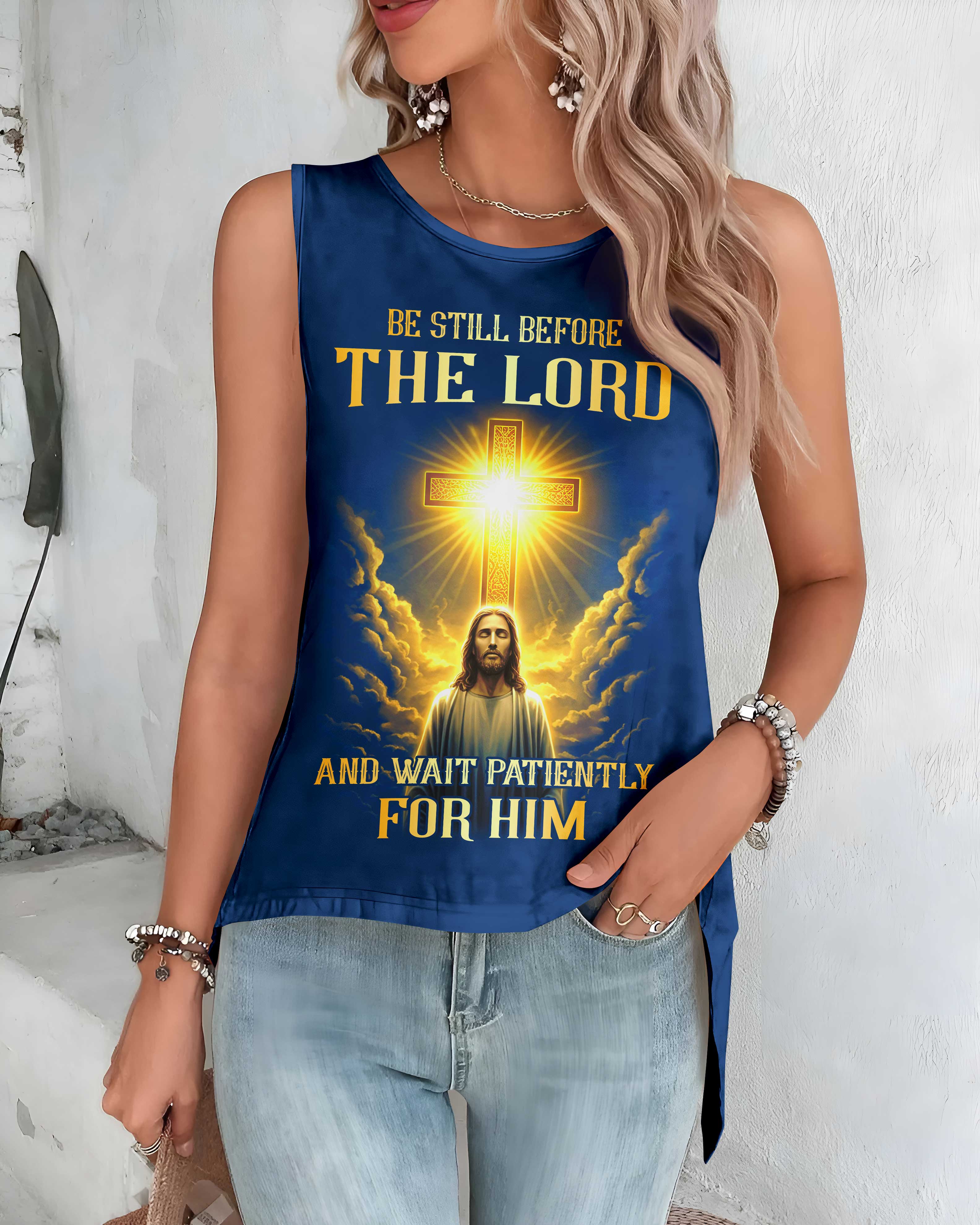 Be Still Before The Lord Cut Out Wrap Back Tank Top
