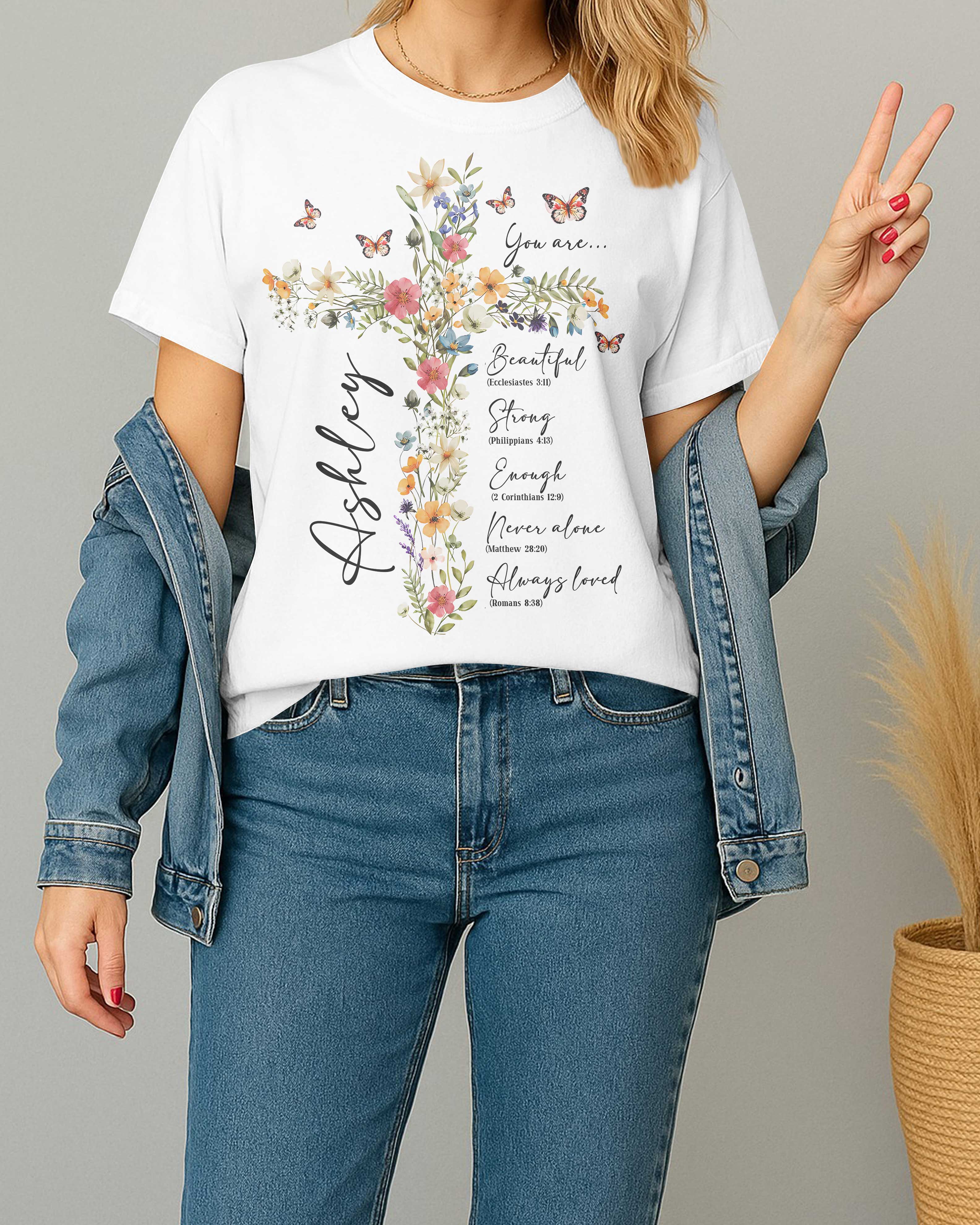 Personalized You Are T-Shirt, Floral Christian Gift for Her, Gift For Catholics
