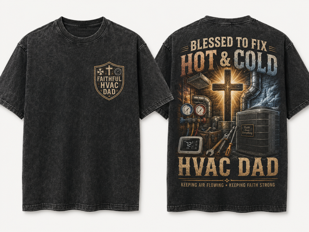Blessted To Fix Hot & Cold HVAC Dad T-Shirt