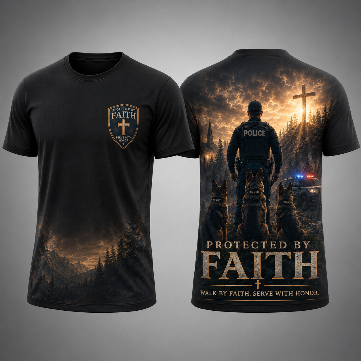 Protected By Faith Walk By Faith. Serve With Honor T-Shirt