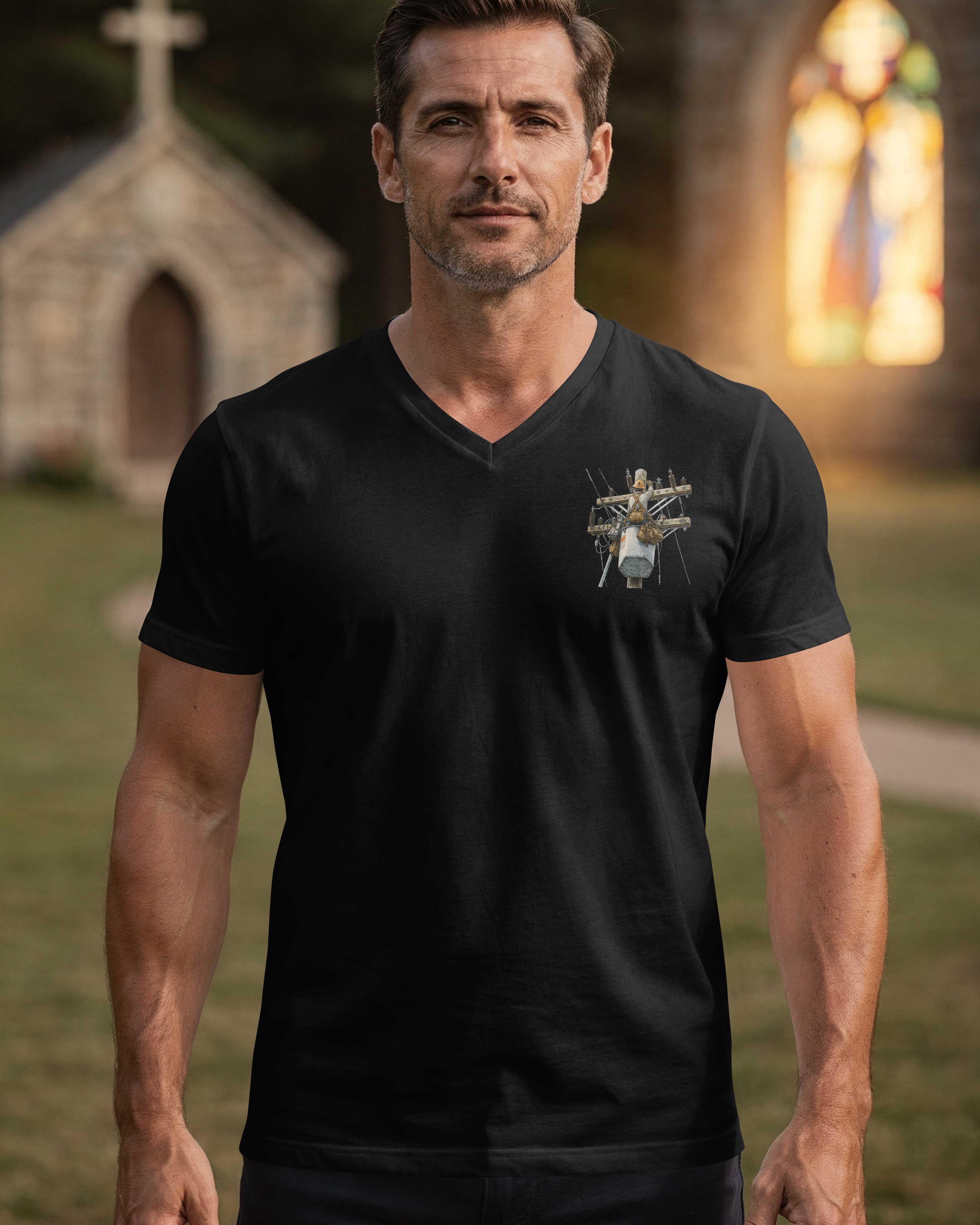 This Lineman Fixes What Storms Break With The Strength God Gives V-neck