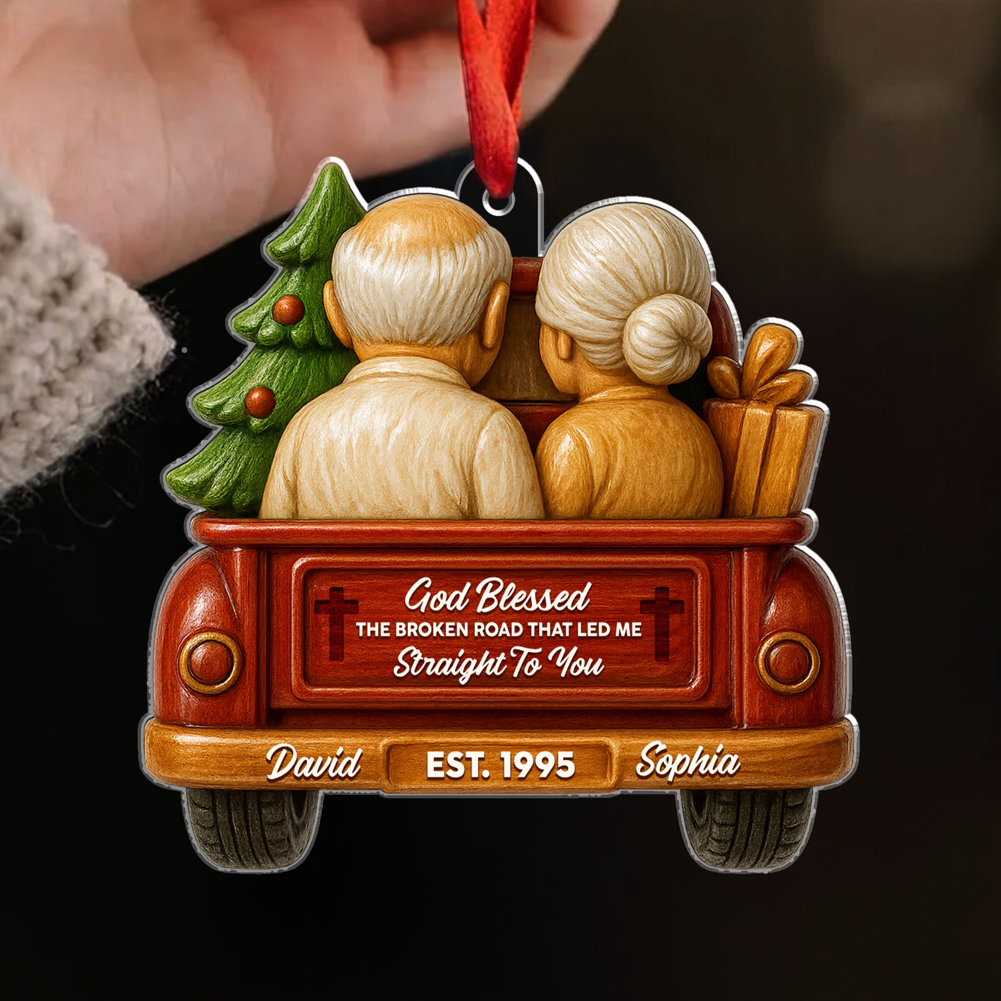 God Blessed The Broken Road That Led Me To You Personalized Acrylic Ornament, Custom Name, Custom Year
