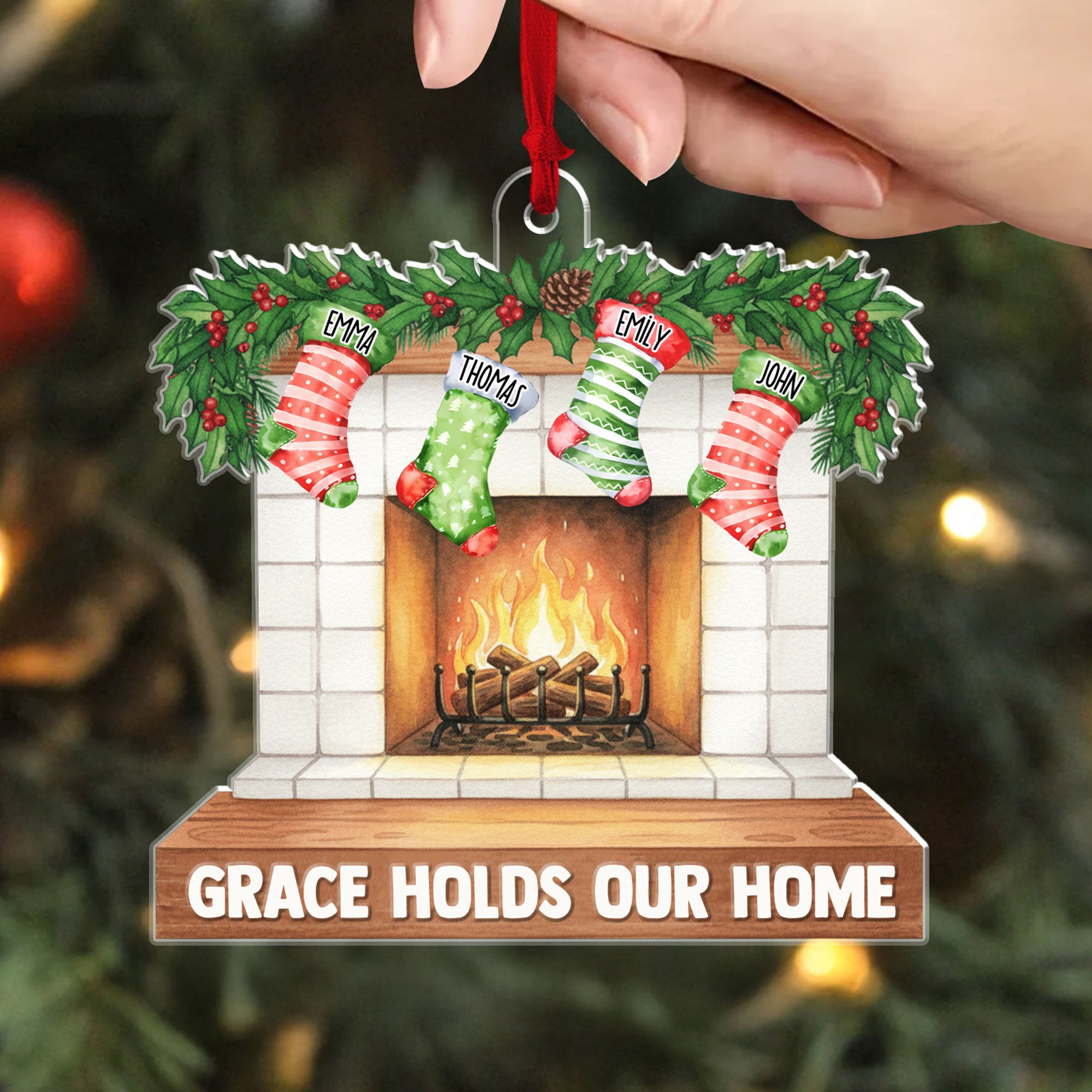 Grace Holds Our Home Personalized Acrylic Ornament, Custom Name