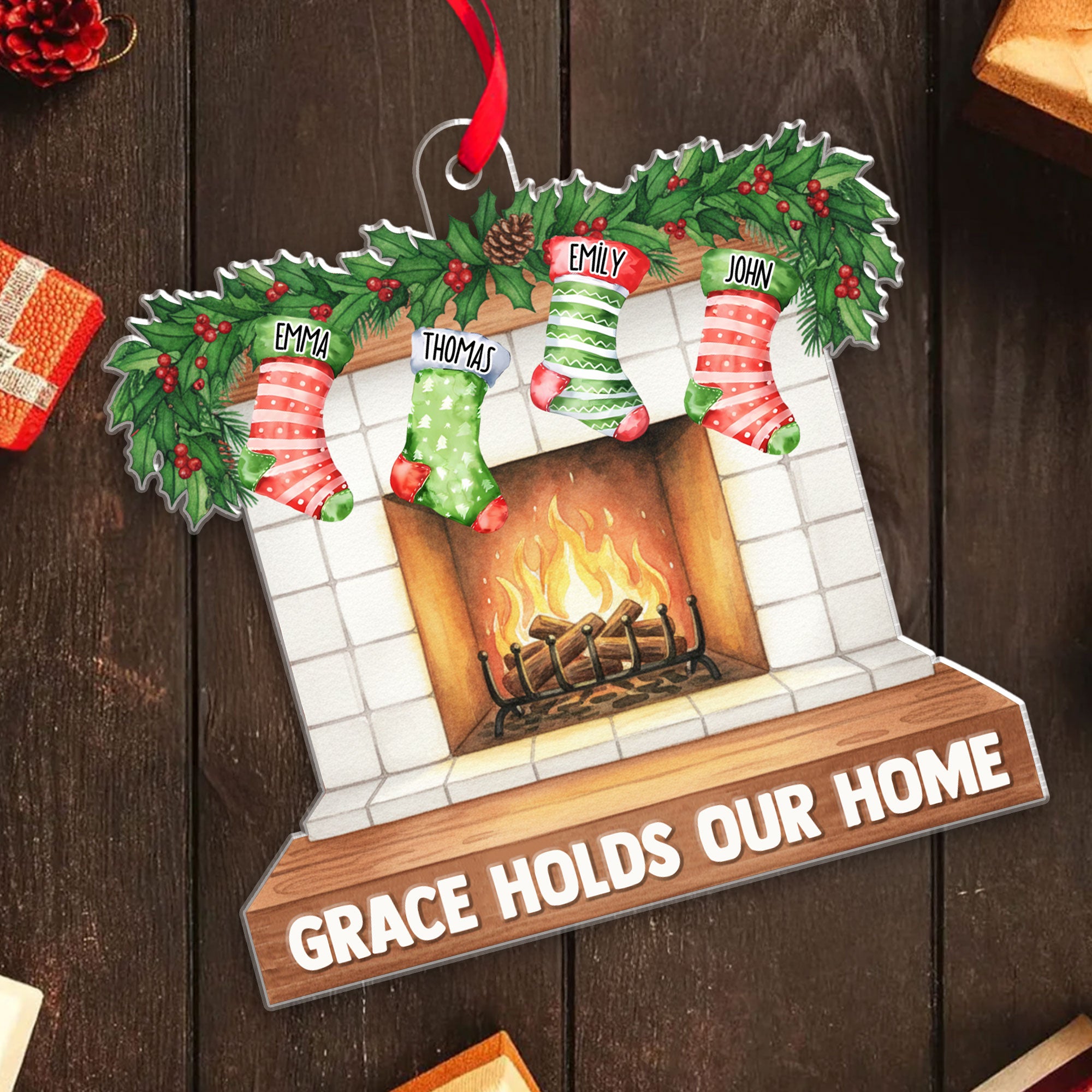Grace Holds Our Home Personalized Acrylic Ornament, Custom Name