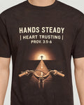 Christian Biker Shirts For Men Hands Steady Heart Trusting AOP T-shirt