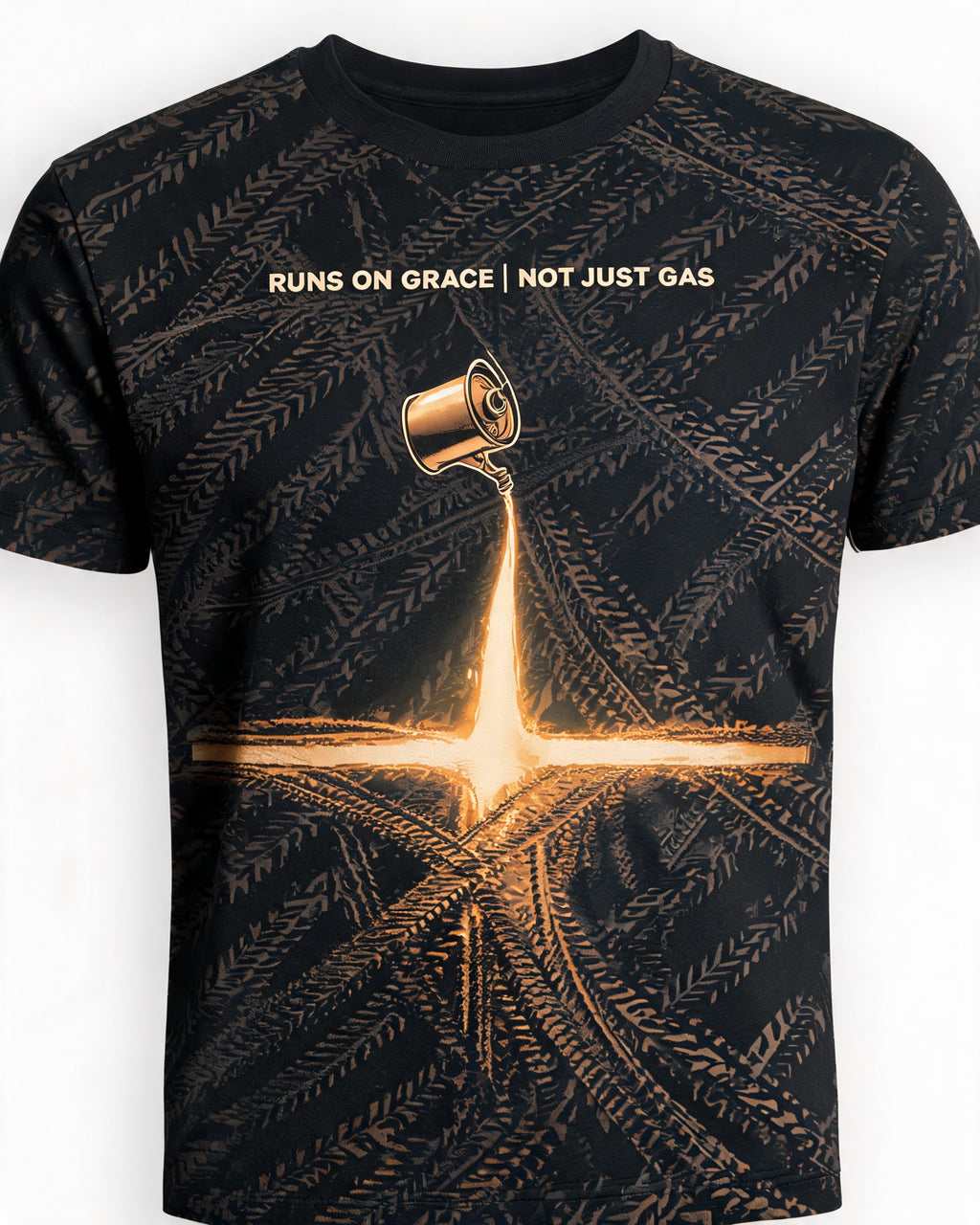 Christian Biker Shirts Runs On Grace Not Just Gas AOP T-shirt