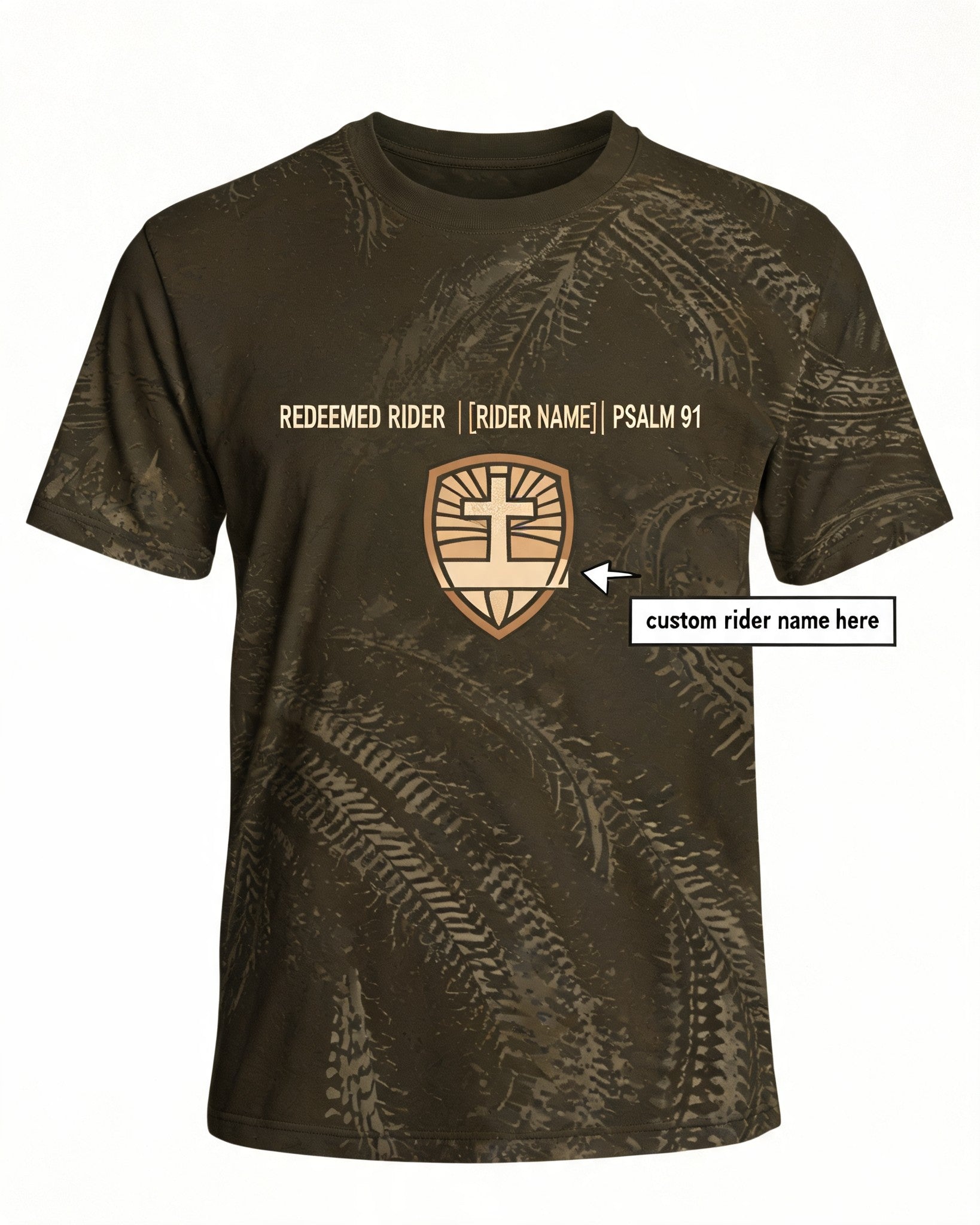 Christian Biker Shirts For Men Redeemed Rider AOP T-shirt