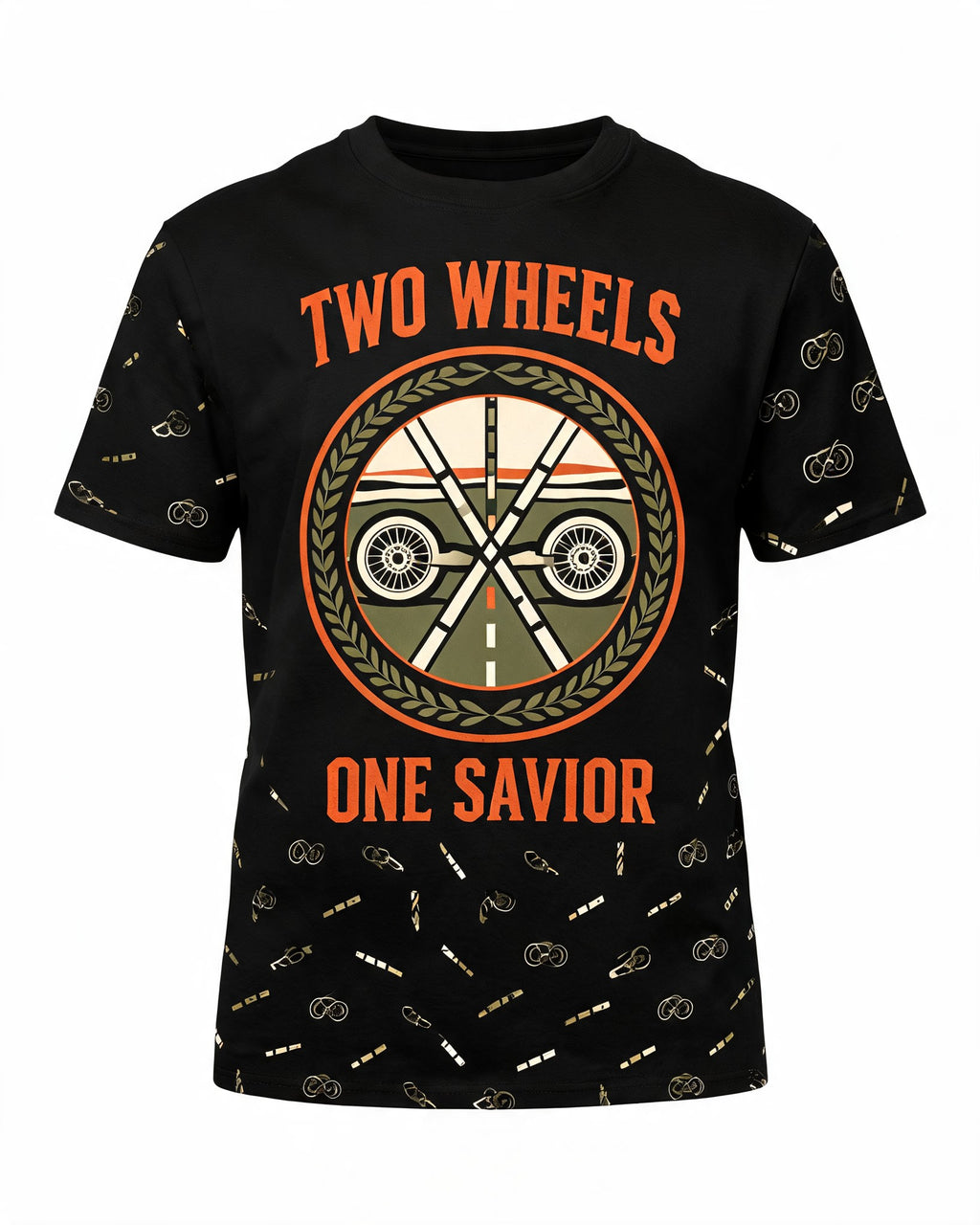 Christian Biker Shirts - Two Wheels One Savior Short Sleeve AOP T-shirt