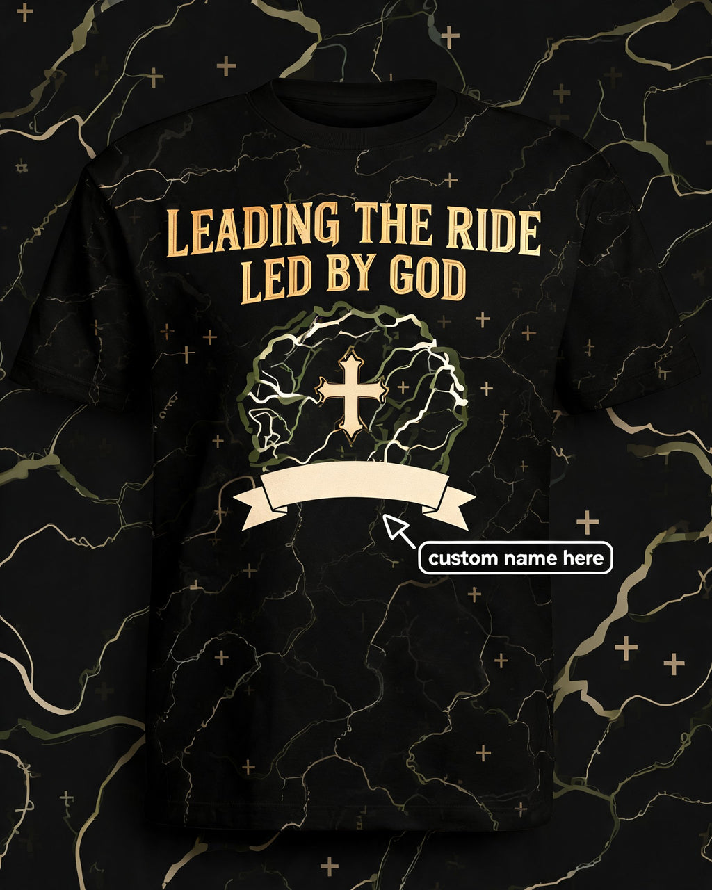 Christian Biker Shirts For Men - Leading The Ride Led By God Short Sleeve AOP T-shirt