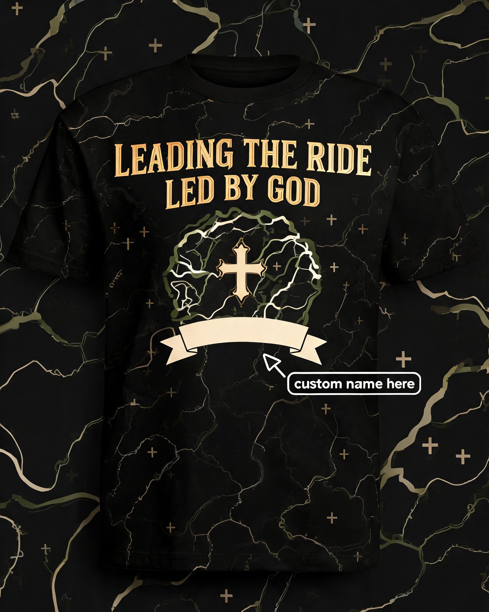 Christian Biker Shirts For Men - Leading The Ride Led By God Short Sleeve AOP T-shirt