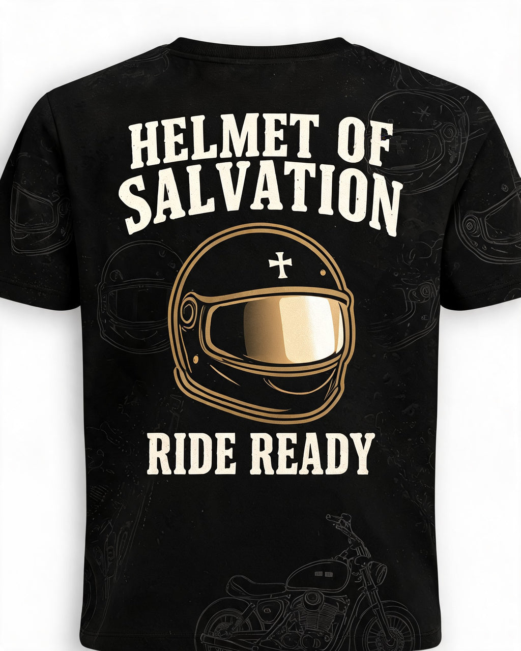 Christian Biker Shirts - Helmet Of Salvation Ride Ready Short Sleeve AOP T-shirt