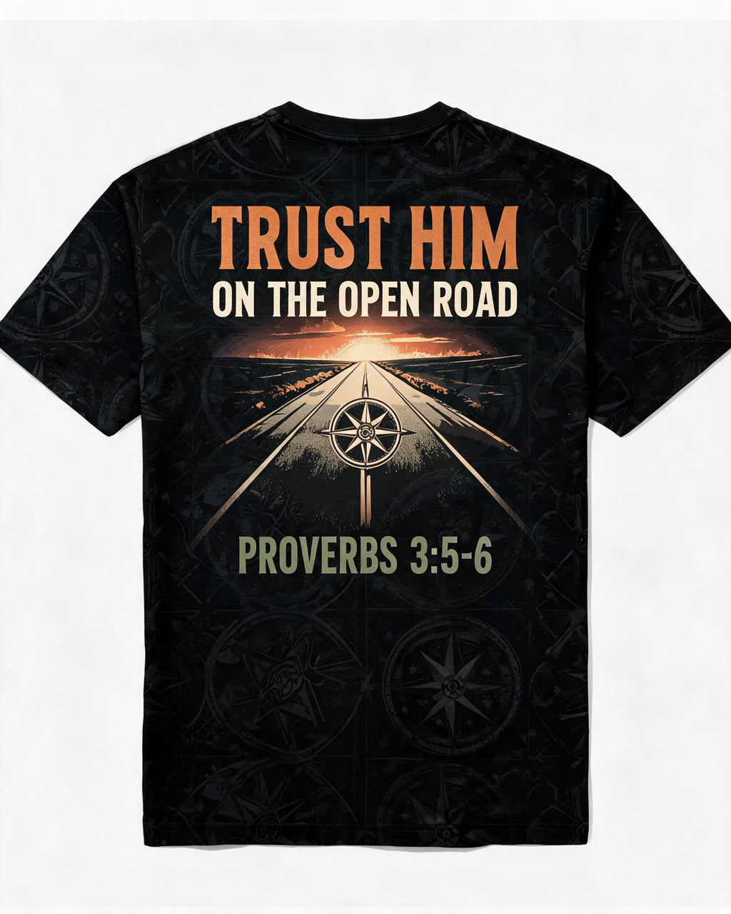 Christian Biker Shirts - Proverbs 3:5-6 Open Road Short Sleeve AOP T-shirt