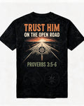 Christian Biker Shirts - Proverbs 3:5-6 Open Road Short Sleeve AOP T-shirt