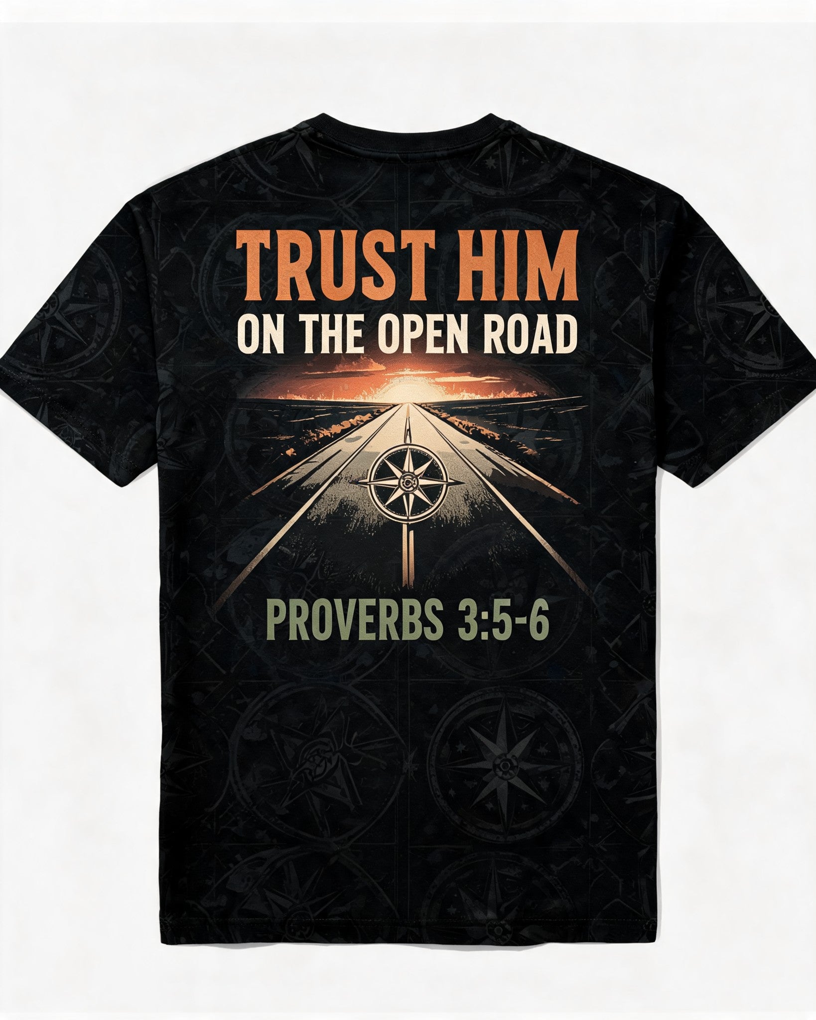 Christian Biker Shirts - Proverbs 3:5-6 Open Road Short Sleeve AOP T-shirt