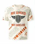 Christian Biker Shirts For Men - Ride Covered Not Careless Short Sleeve AOP T-shirt