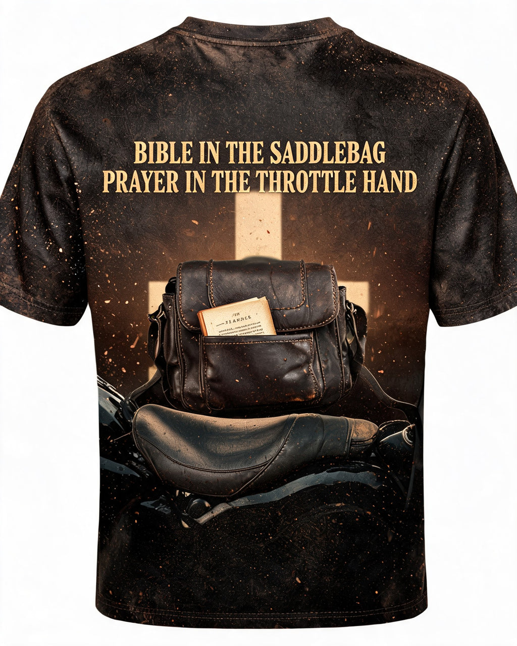 Christian Biker Shirts For Men - Bible In The Saddlebag Short Sleeve AOP T-shirt