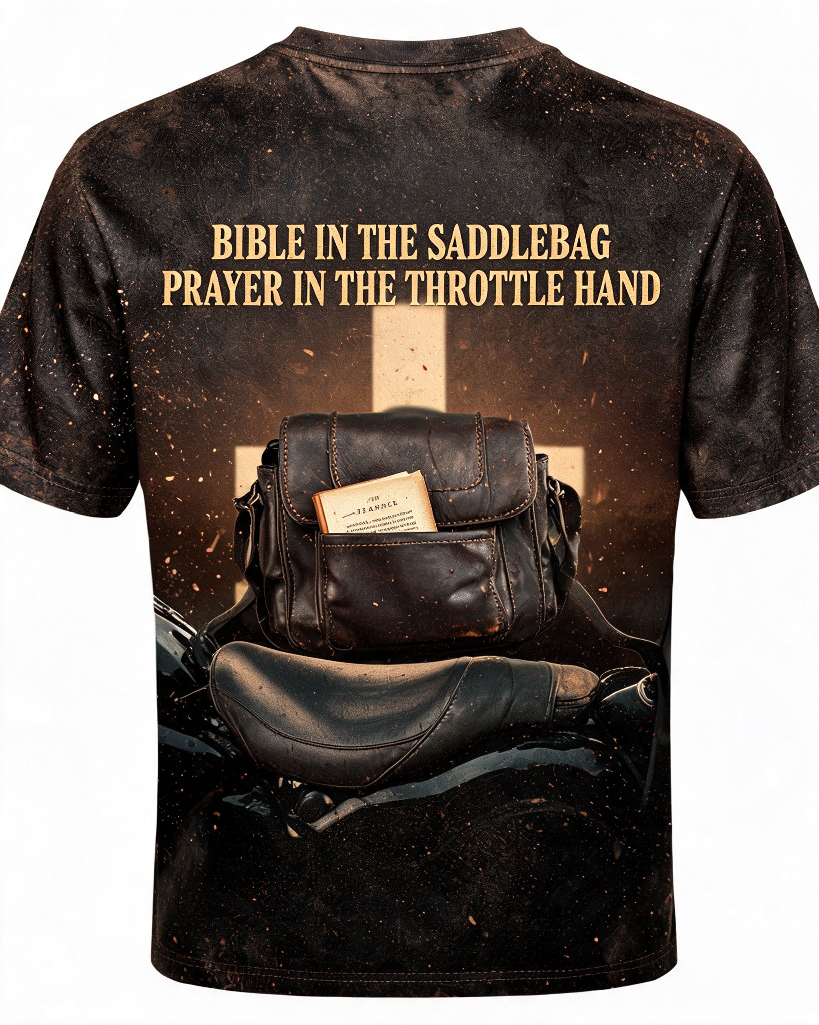 Christian Biker Shirts For Men - Bible In The Saddlebag Short Sleeve AOP T-shirt