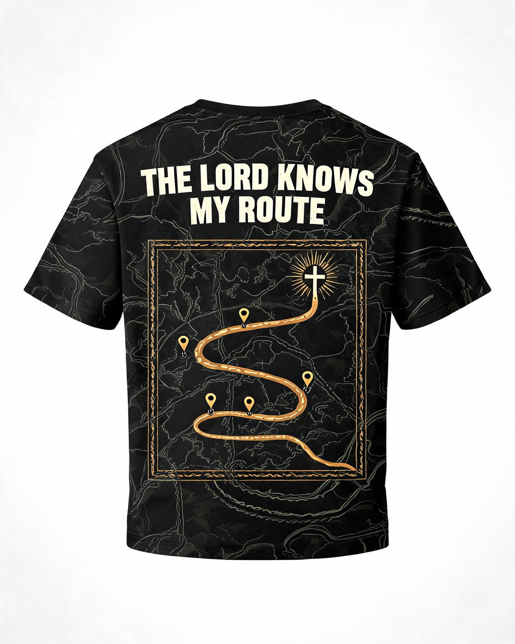 Christian Biker Shirts - The Lord Knows My Route Short Sleeve AOP T-shirt