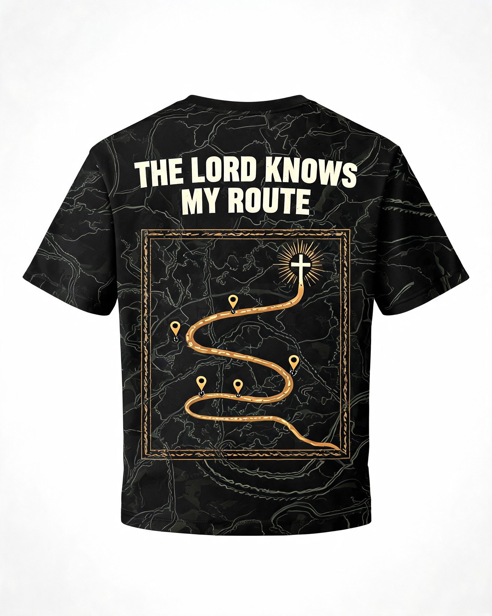 Christian Biker Shirts - The Lord Knows My Route Short Sleeve AOP T-shirt
