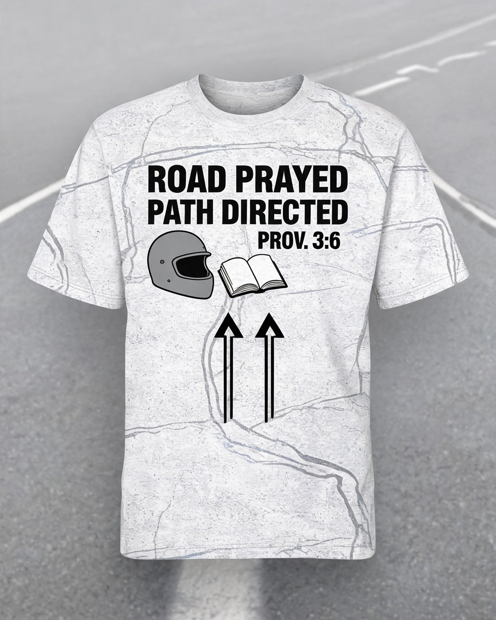 Christian Shirt Minimalist Road Prayed Path Directed Biker AOP Tee
