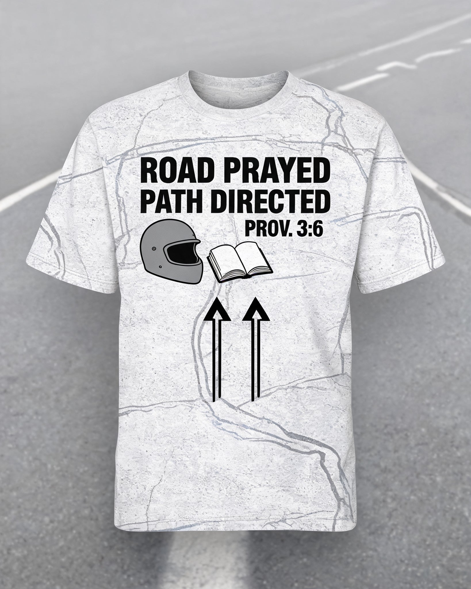 Christian Shirt Minimalist Road Prayed Path Directed Biker AOP Tee