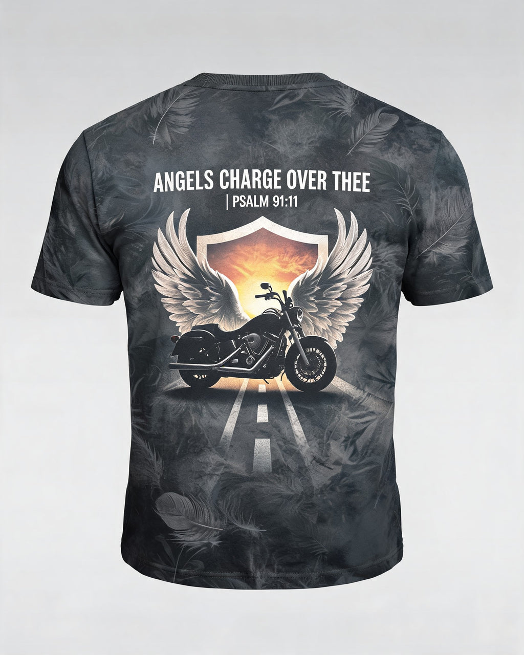 Christian Biker Shirts Angels Charge Over Thee Psalm 91 AOP Tee
