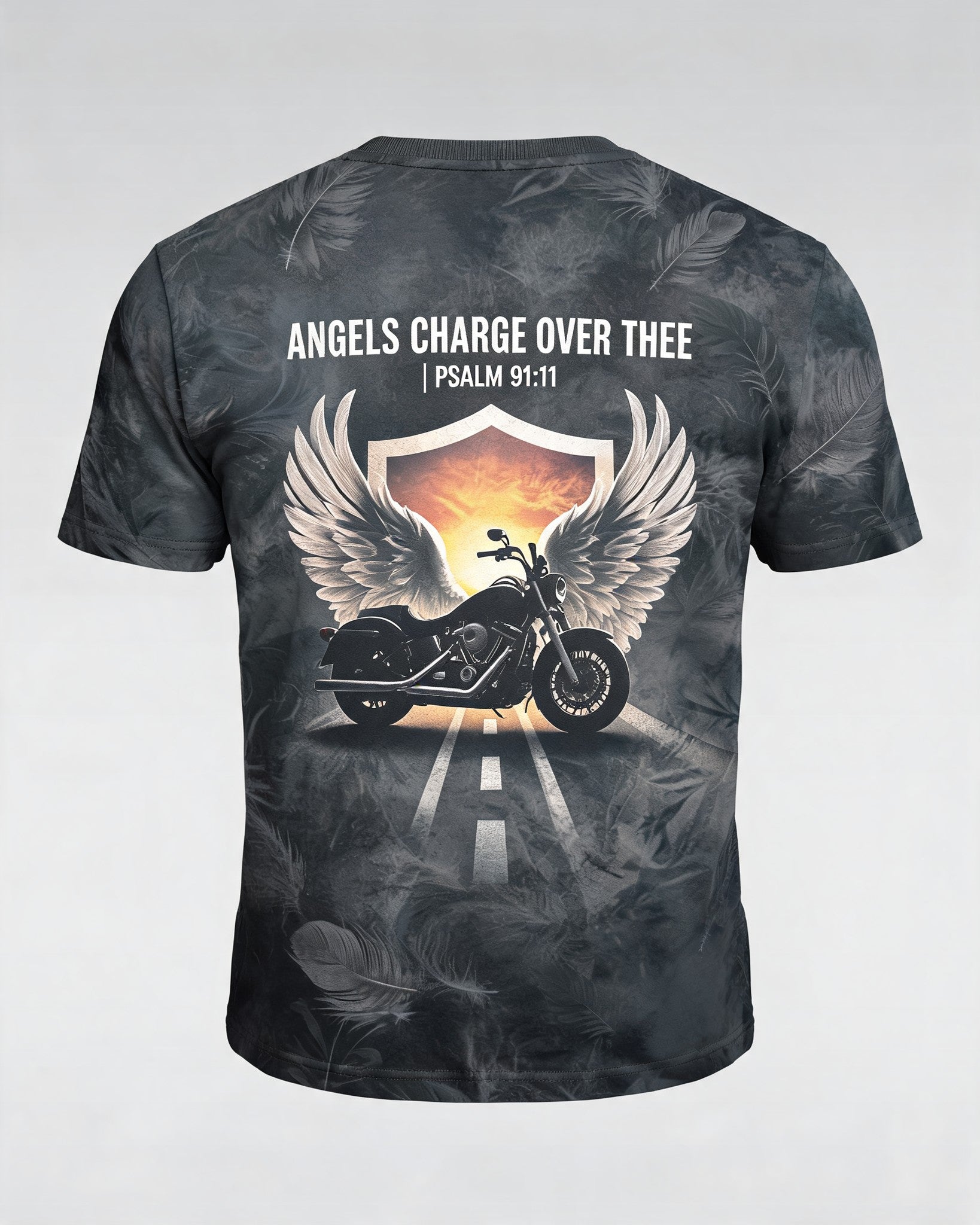 Christian Biker Shirts Angels Charge Over Thee Psalm 91 AOP Tee