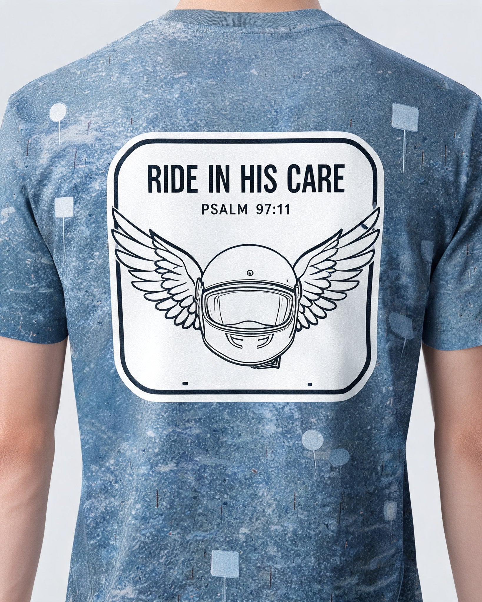 Christian Shirt For Boys Ride In His Care Biker Psalm 91 AOP Tee