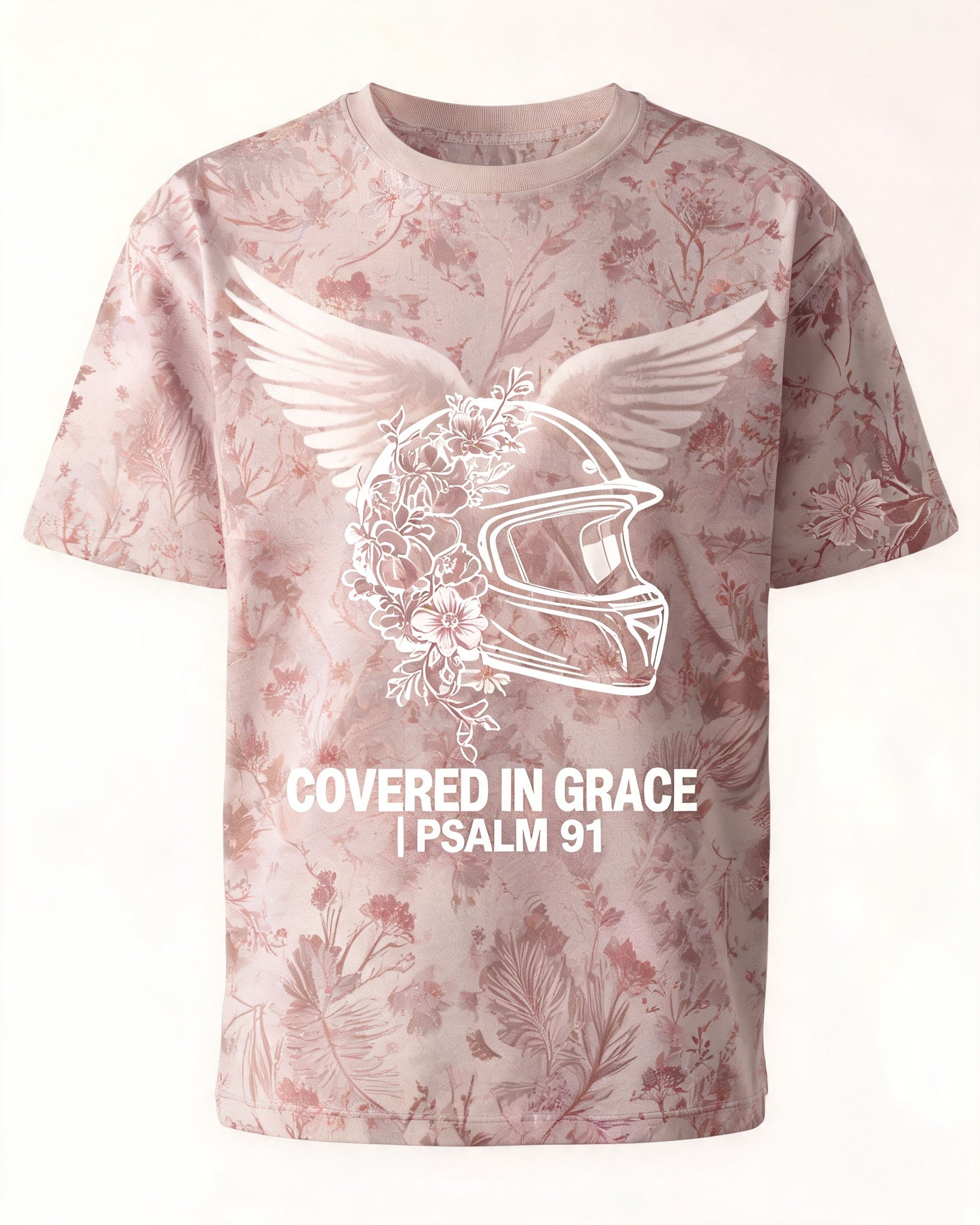 Christian Shirt For Girls Covered In Grace Biker AOP Tee