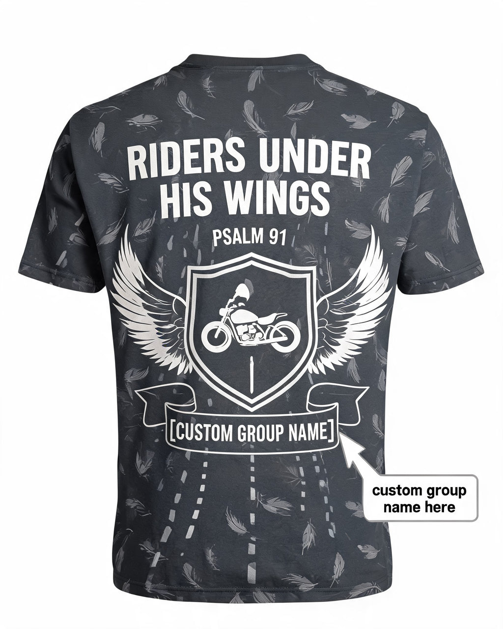 Custom Christian Biker Shirts Riders Under His Wings AOP Tee