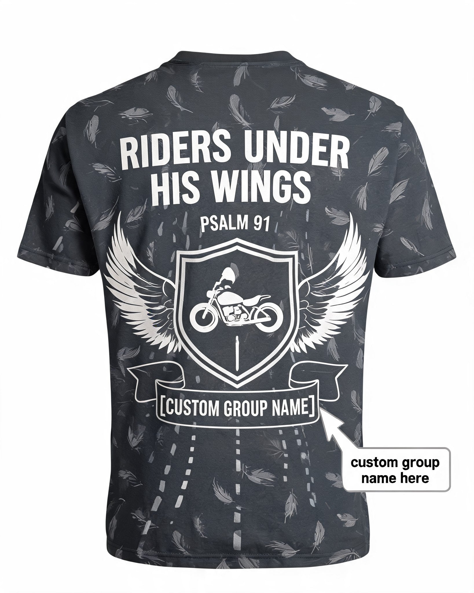 Custom Christian Biker Shirts Riders Under His Wings AOP Tee