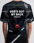 Christian Shirt Gods Got My Back Psalm 91 Biker AOP Tee