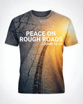 Christian Shirt Men John 16 33 Peace On Rough Roads Biker AOP Tee